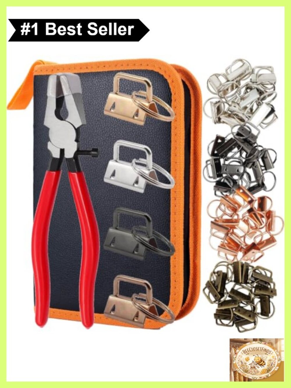60pc Key Fob Hardware Set 1" Metal Pliers Leather Bag Wristlet Lanyard